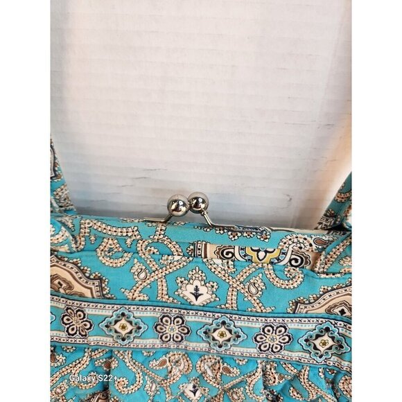 Vera Bradley Quilted Paisley Handbag With Dual Straps & Kiss Lock Closure 12x15 - Picture 12 of 13